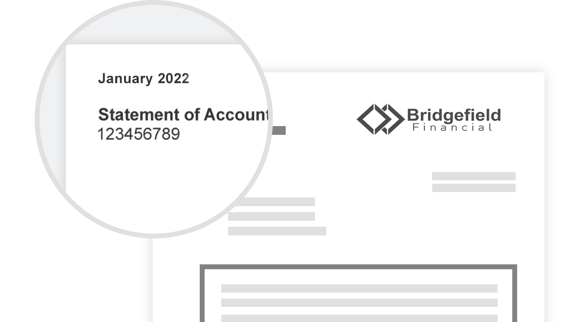 Image of monthly statement with account number